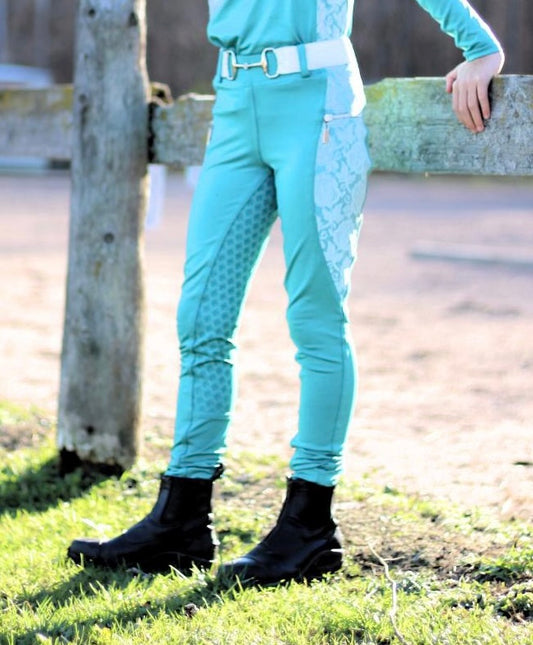 Essence Equestrian Full Seat Breeches - Turquoise  (Youth sizes)