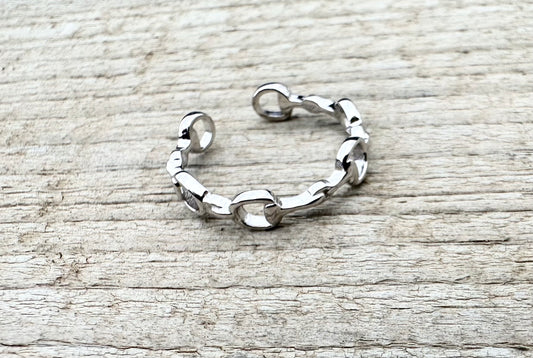 Sterling Silver Adjustable D Bit Ring