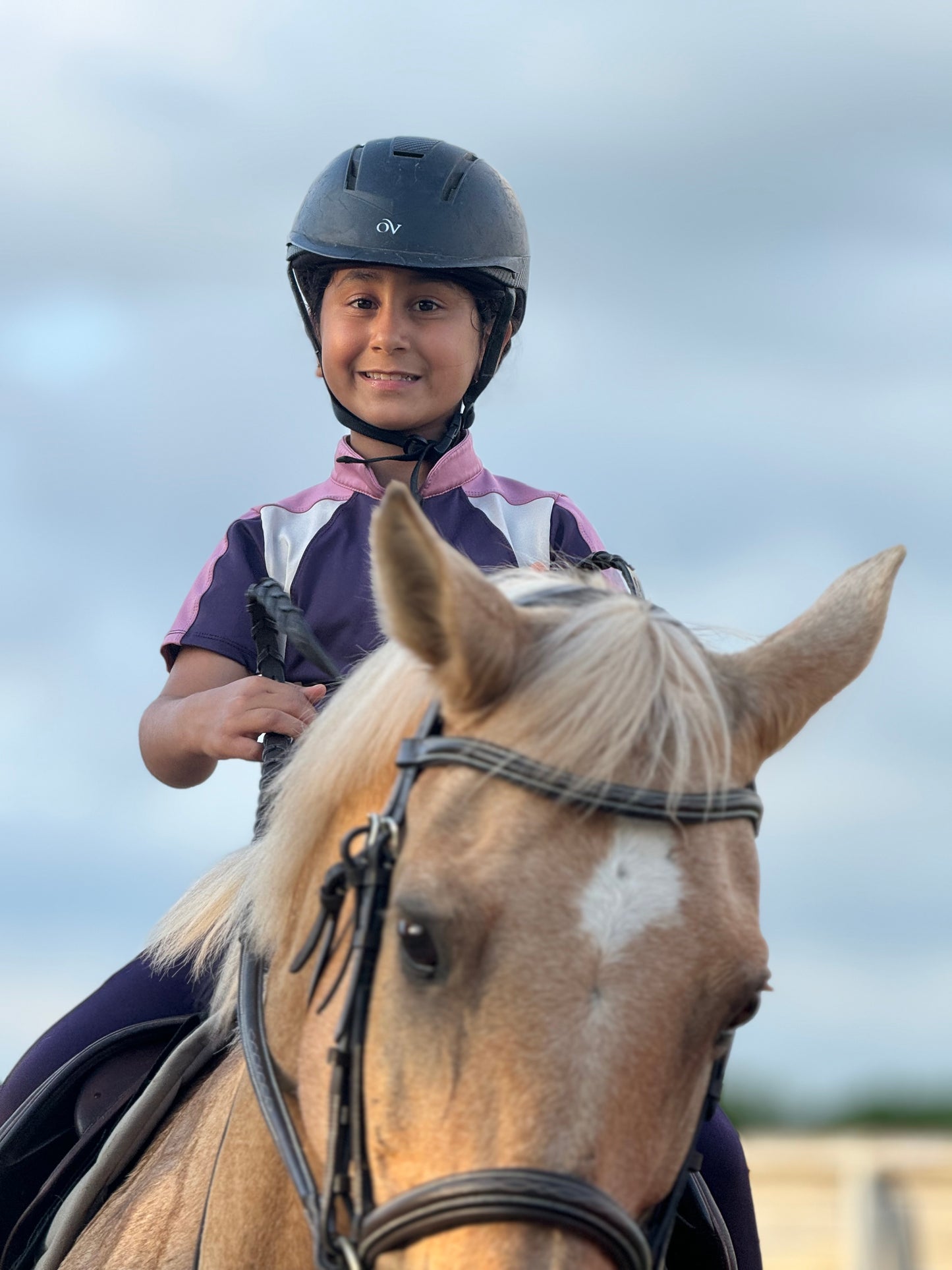 Karma - Youth - Equestrian Short Sleeve Shirt Mauve/Plum/Beige