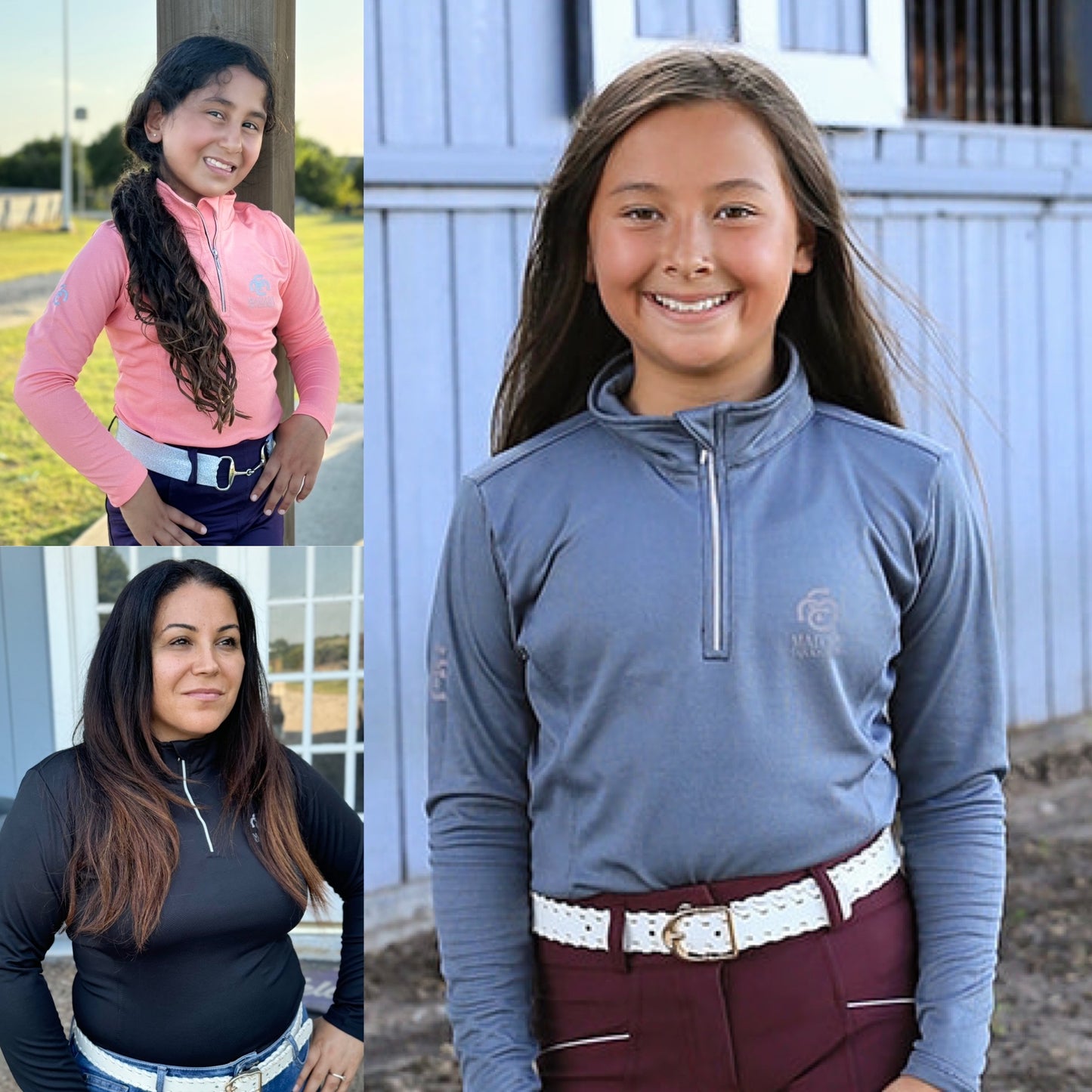 BarnBound Basics Performance Shirt - Youth and Women sizes -Silver Blue Color or black or Blossom