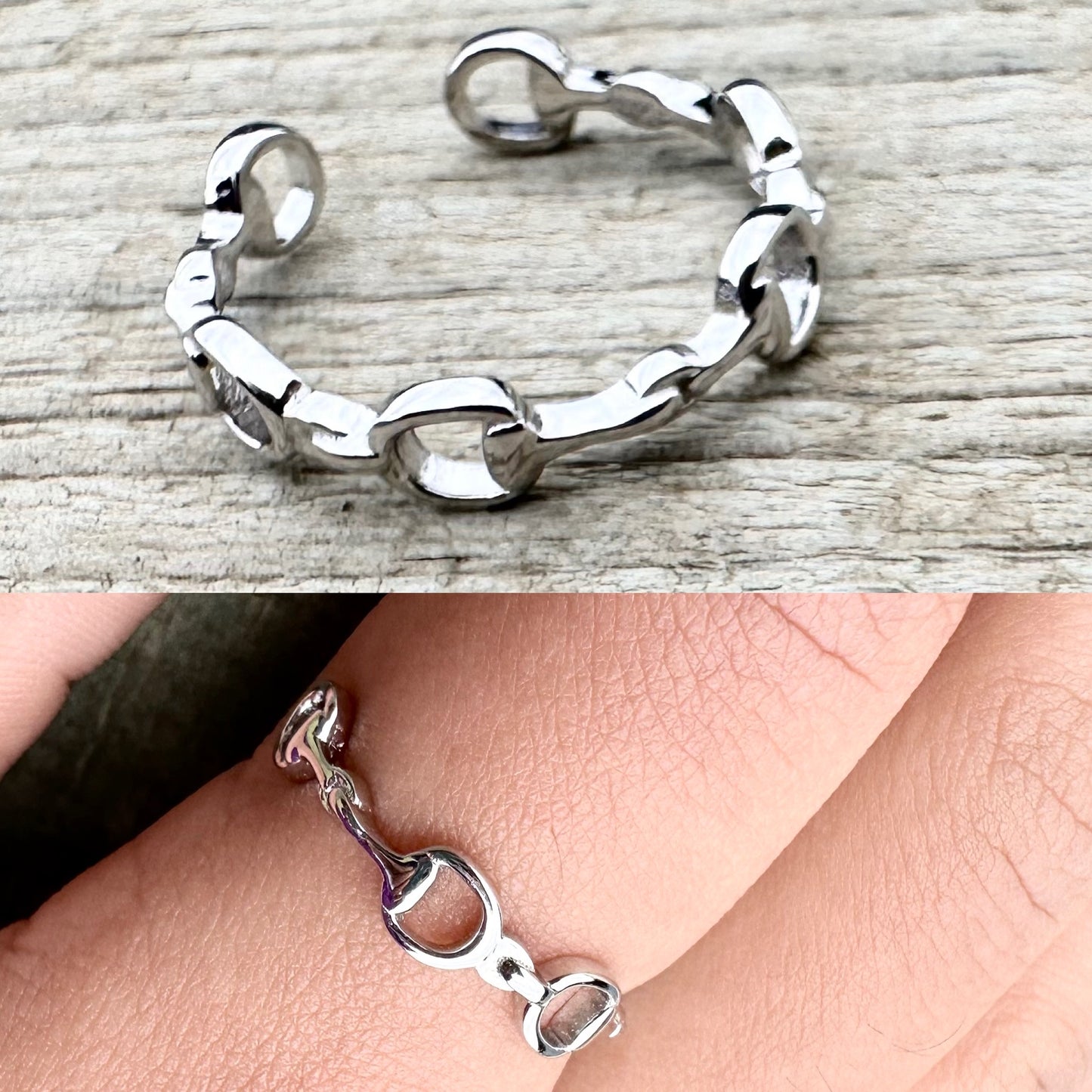 Sterling Silver Adjustable D Bit Ring