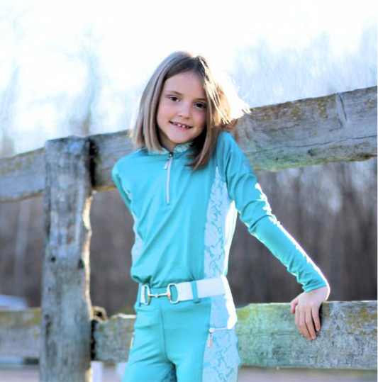 Essence Equestrian Performance Long Sleeved Shirt - Turquoise  (Youth Sizes)