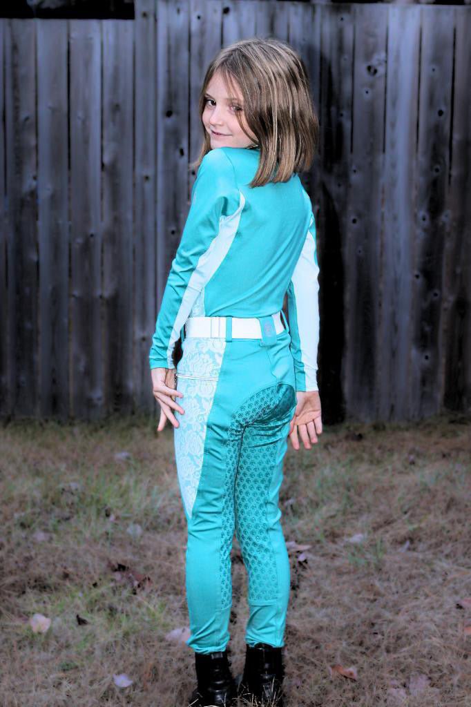 Essence Equestrian Full Seat Breeches - Turquoise  (Youth sizes)