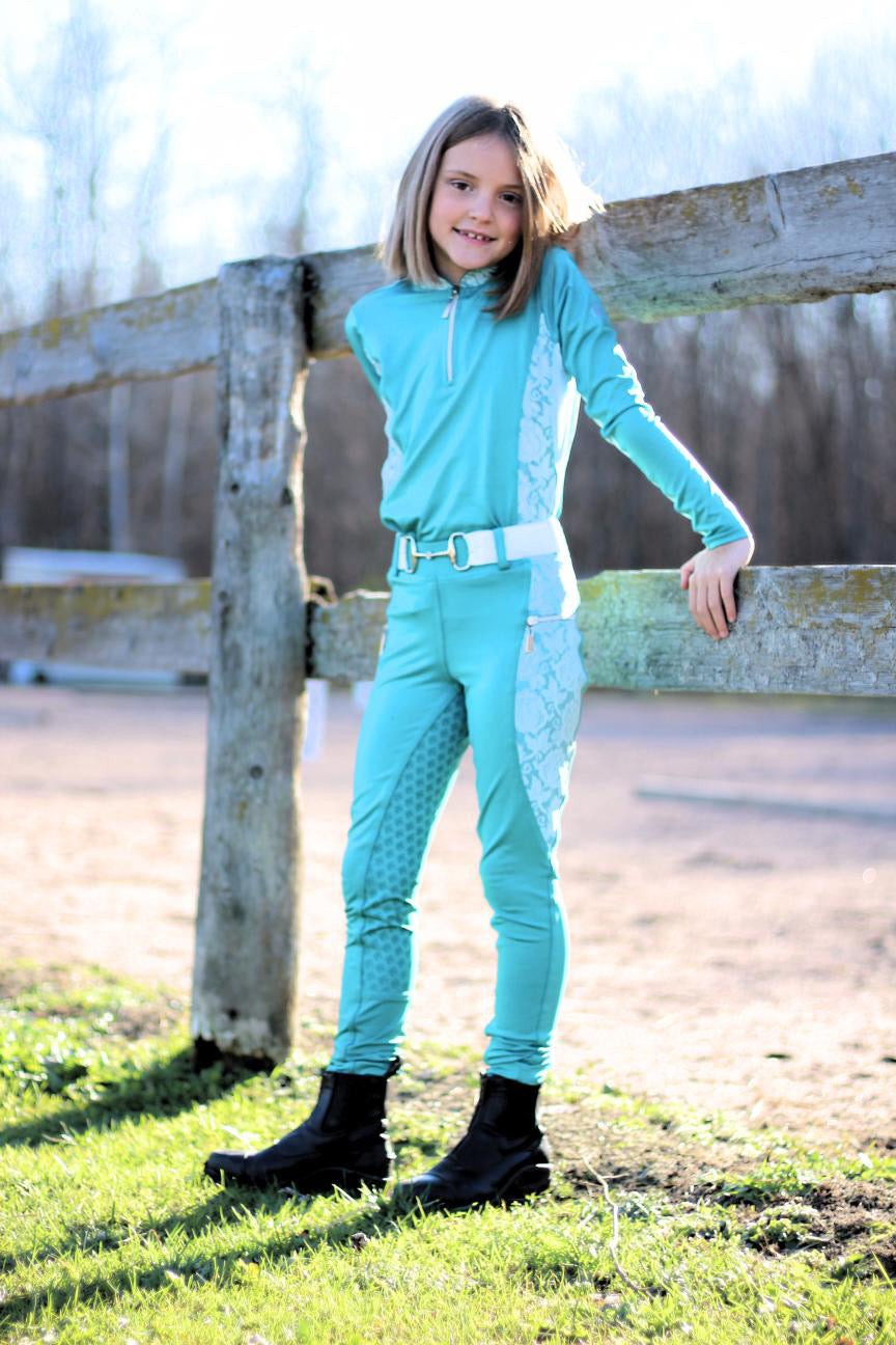 Essence Equestrian Performance Long Sleeved Shirt - Turquoise  (Youth Sizes)