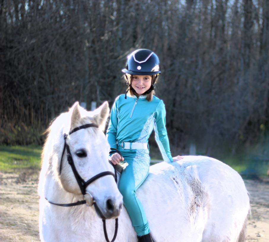 Essence Equestrian Performance Long Sleeved Shirt - Turquoise  (Youth Sizes)