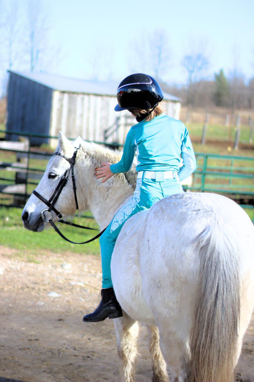 Essence Equestrian Performance Long Sleeved Shirt - Turquoise  (Youth Sizes)