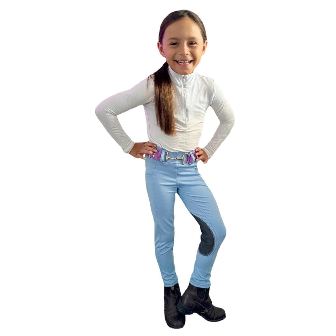 Serene Riding Breeches - Cotton Candy Blue - Knee Patch  (Youth sizes)