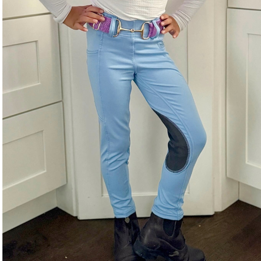 Serene Riding Breeches - Cotton Candy Blue - Knee Patch  (Youth sizes)