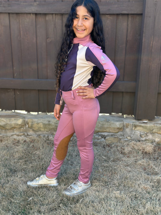 Serene Riding Breeches - Mauve - Knee Patch (Youth sizes)