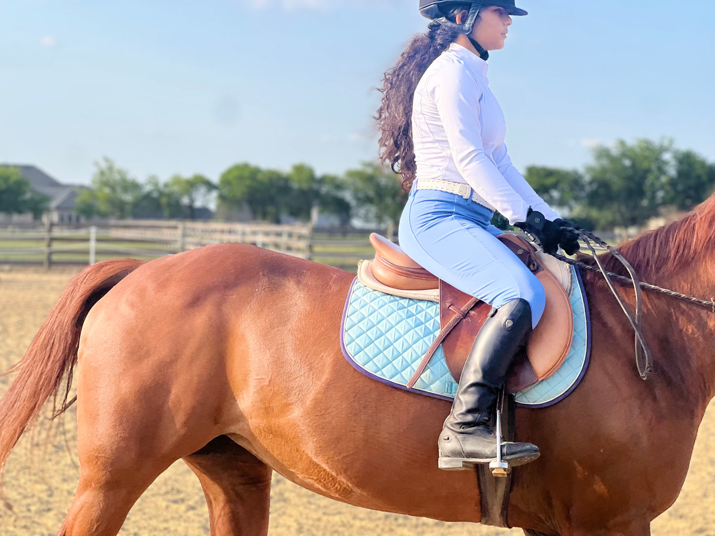 Serene Riding Breeches - Sky Blue - Knee Patch  (Women: S, M Girls:XXL)